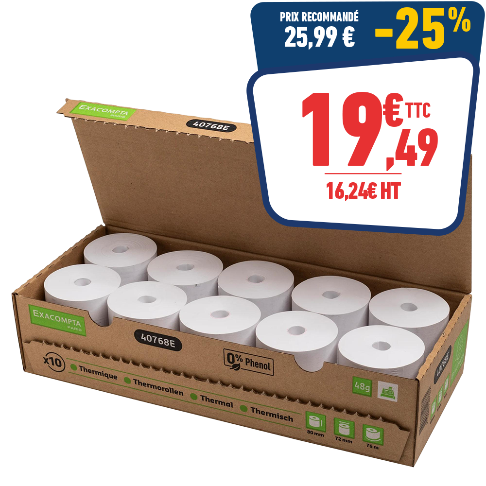 10 bobines thermiques rouleaux caisses