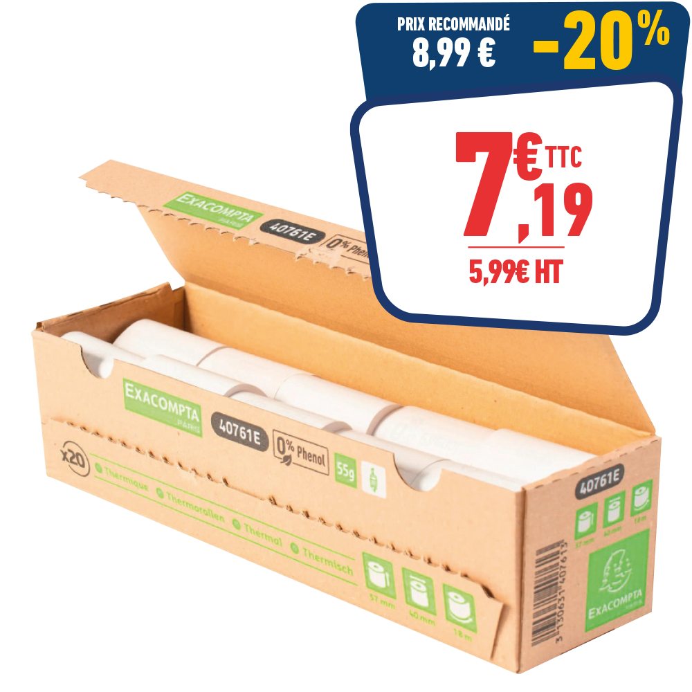 20 bobines carte bancaire 57 X 40 X 12 m