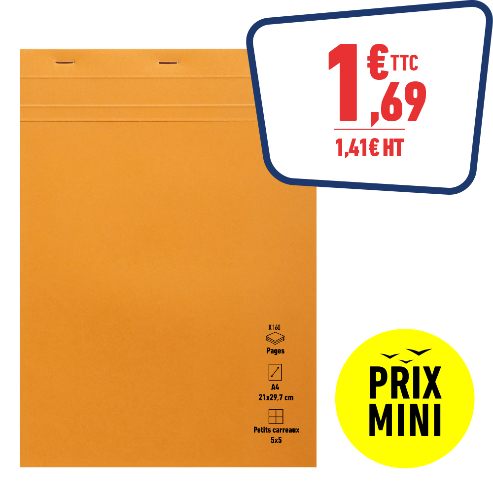 BLOC NOTES - A4 - PETITS CARREAUX - 70 GR