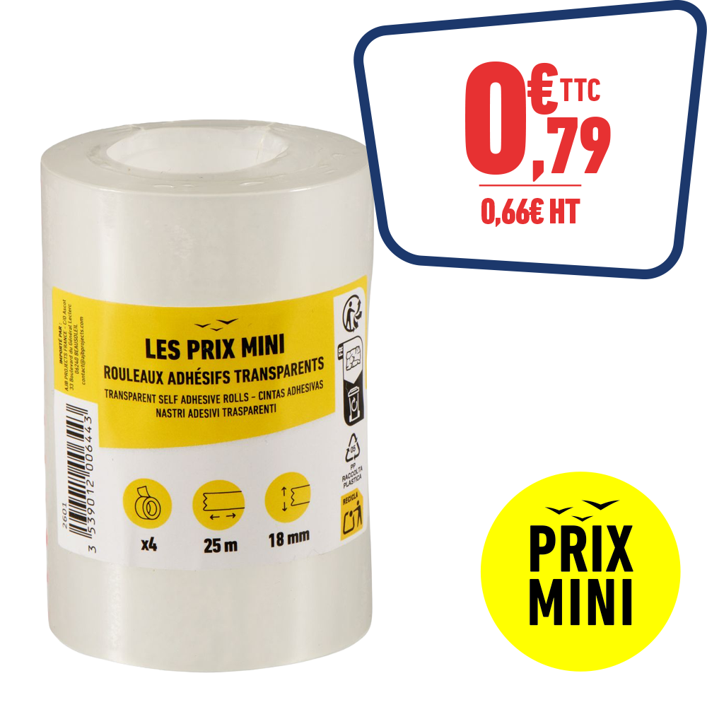 4 RUBANS ADHESIFS - 18MM X 25M