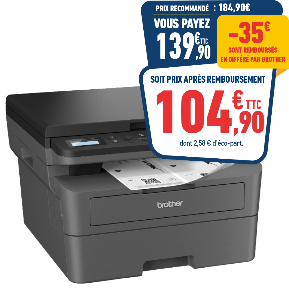 IMPRIMANTE LASER MULTIFONCTION MONOCHROME BROTHER DCP-L2620DW