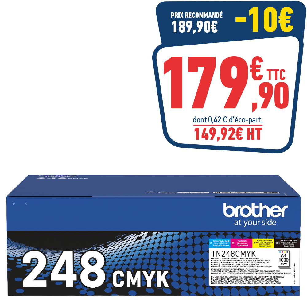 PACK DE 4 CARTOUCHES LASER BROTHER TN248