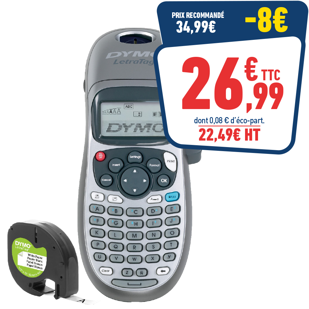 TITREUSE DYMO LETRATAG LT-100H ARGENT