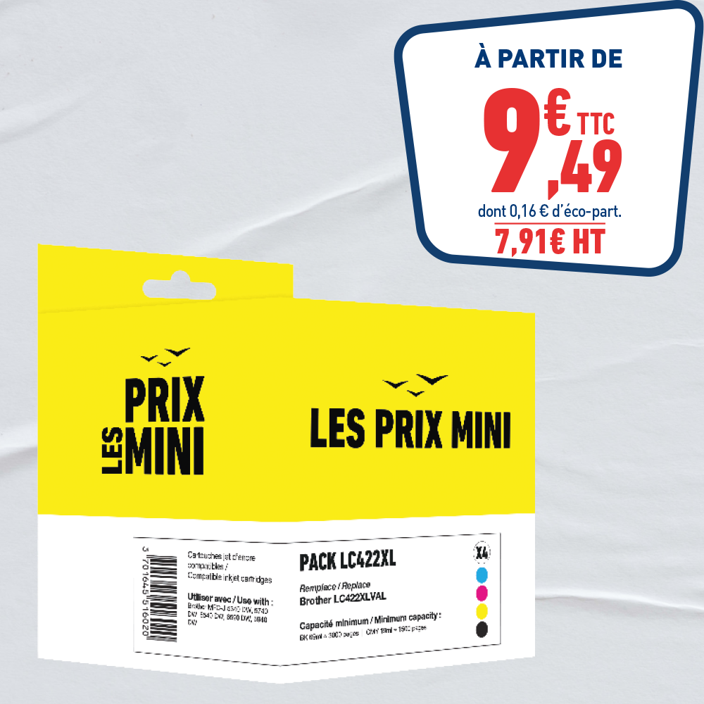 PACK DE CARTOUCHES JET D'ENCRE LES PRIX MINI
