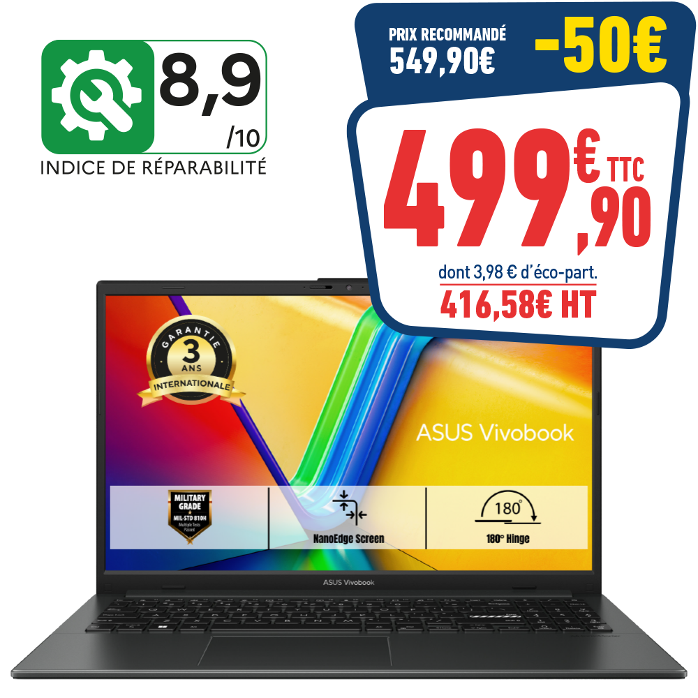 ASUS E1504FA-BQ5187W 15 FHD RYZEN 3 30 8/512GO SSD WIN11 MIXED BLACK