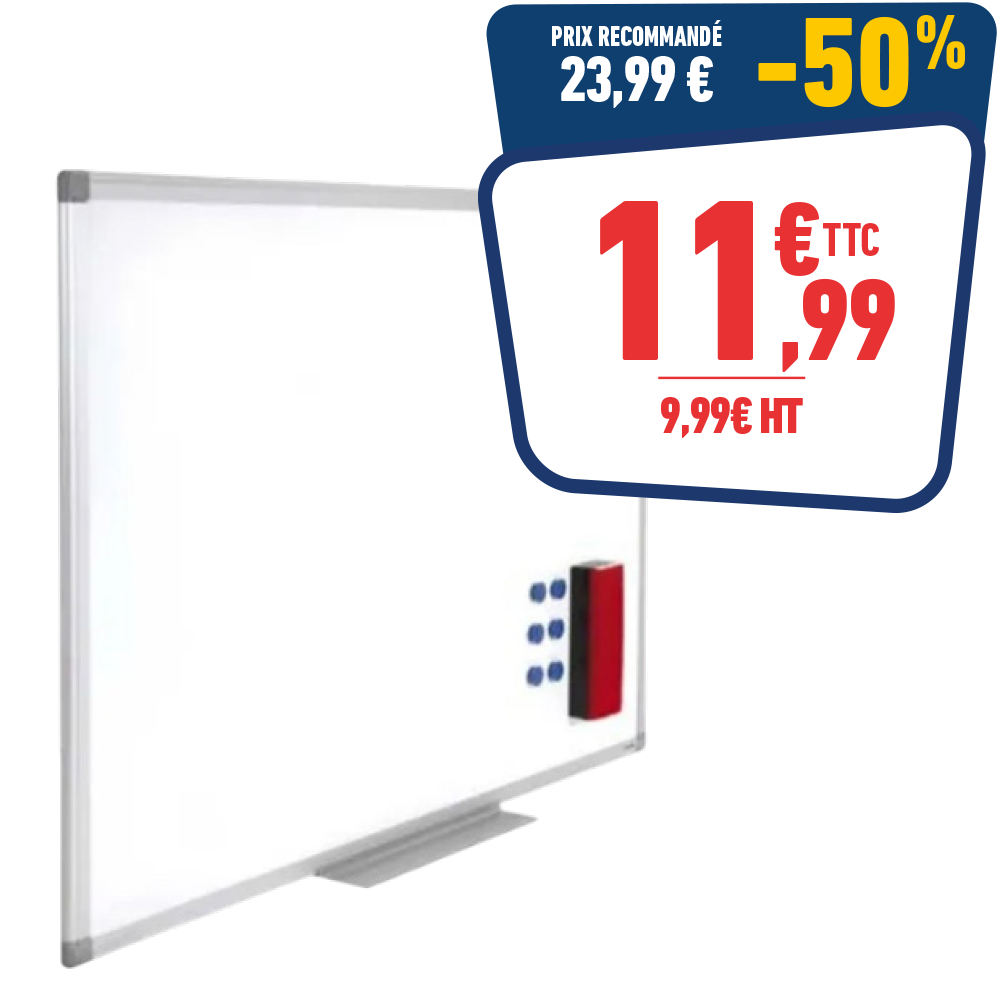 Tableau blanc laqué magnétique 45 X 60 cm