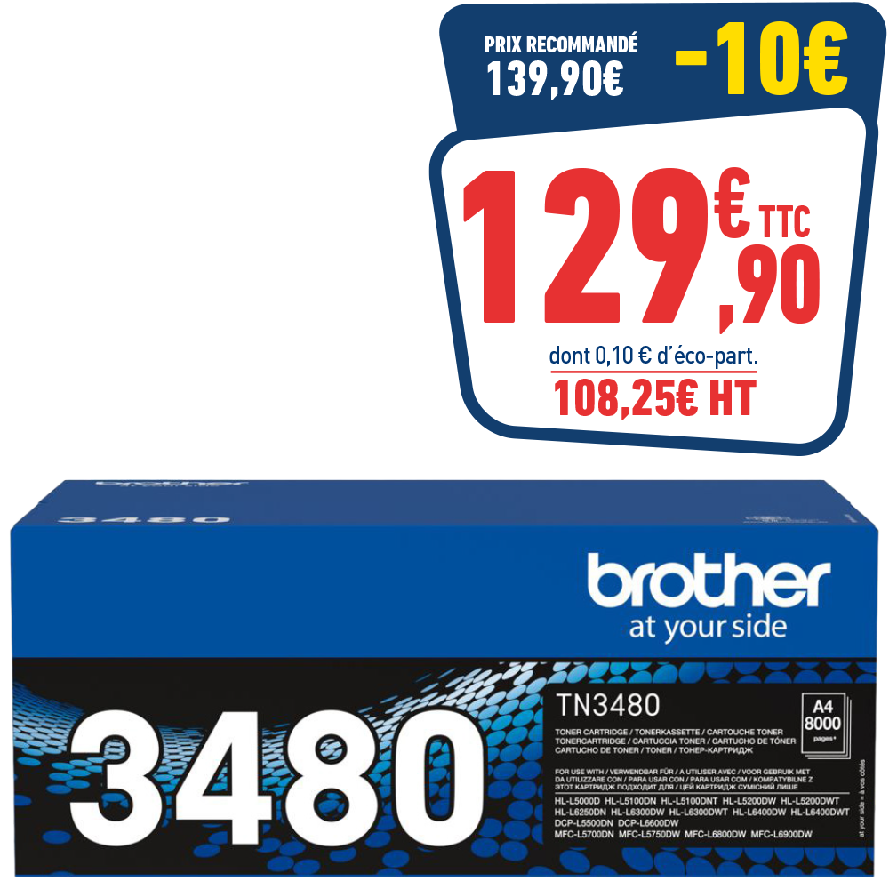 CARTOUCHE LASER BROTHER TN3480 NOIRE