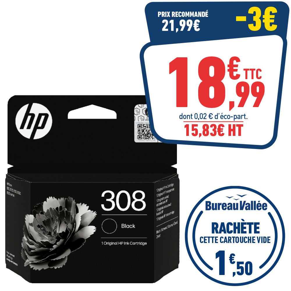 CARTOUCHE D'ENCRE HP 308 NOIRE
