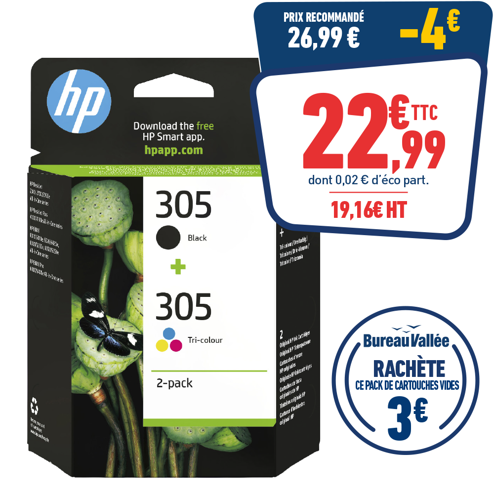PACK DE 2 CARTOUCHES D’ENCRE HP 305