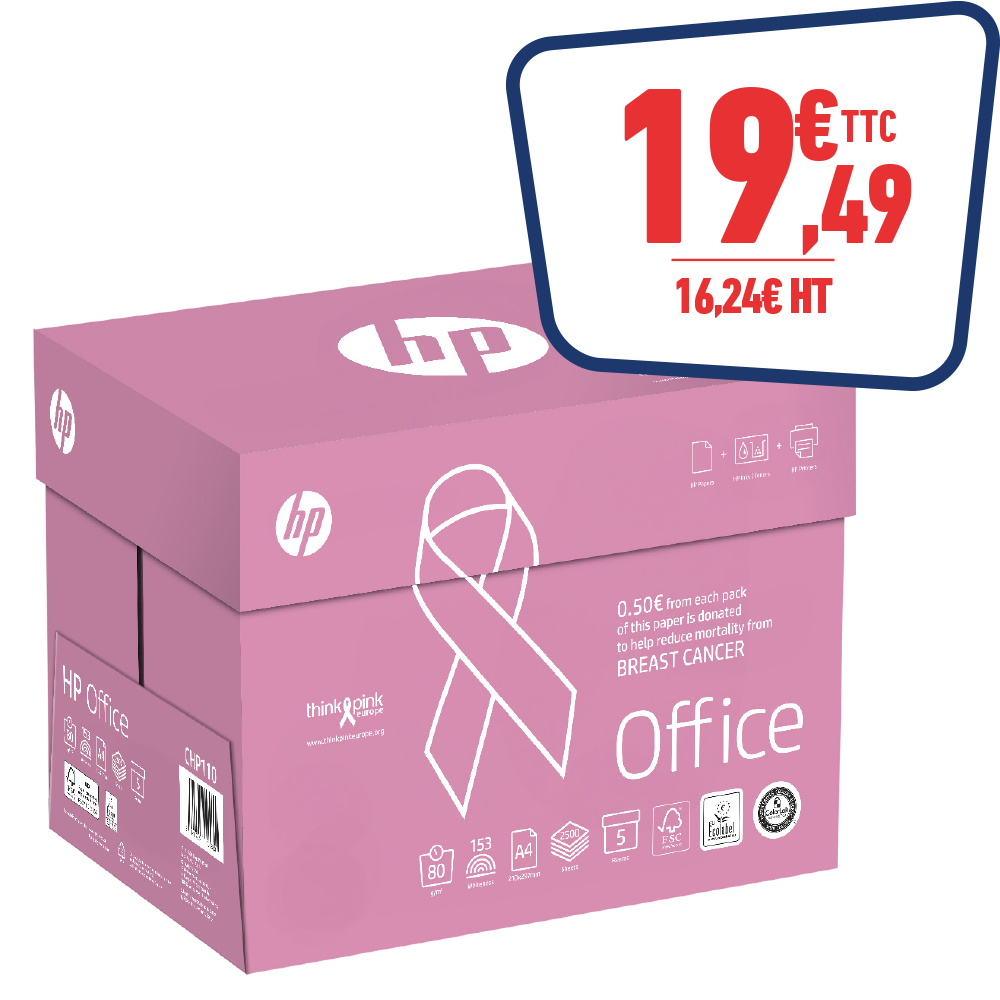 CARTON DE 5 RAMETTES DE 500 FEUILLES “HP OFFICE PINK”