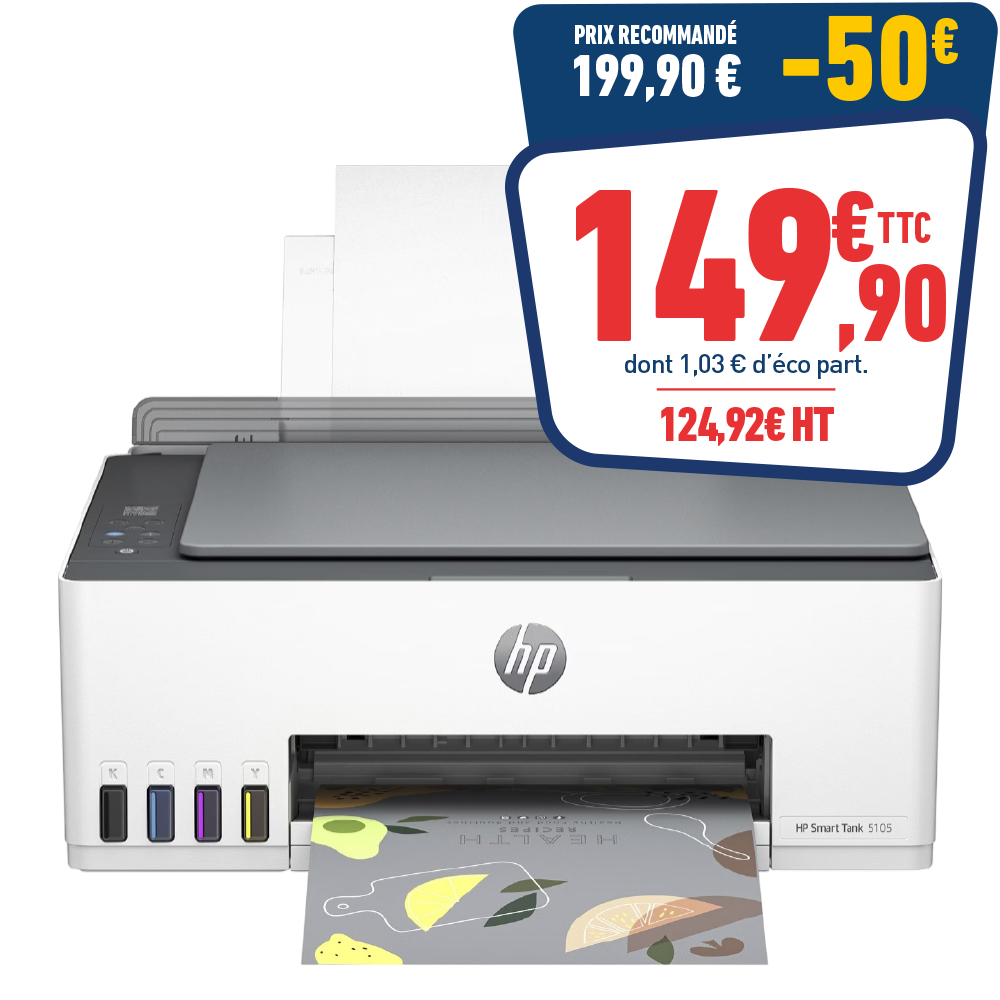 IMPRIMANTE JET D’ENCRE MULTIFONCTION HP SMART TANK 5105