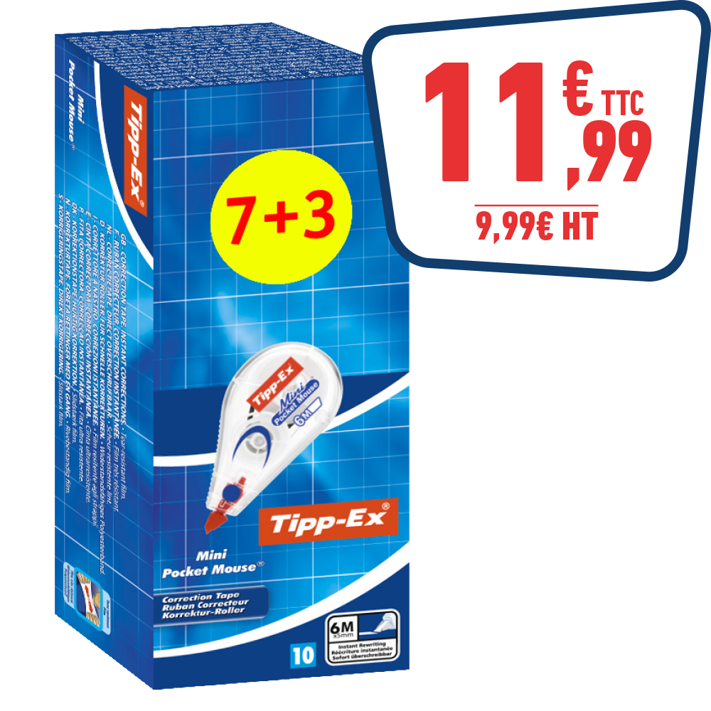 RUBANS CORRECTEURS MINI POCKET MOUSE 7+3