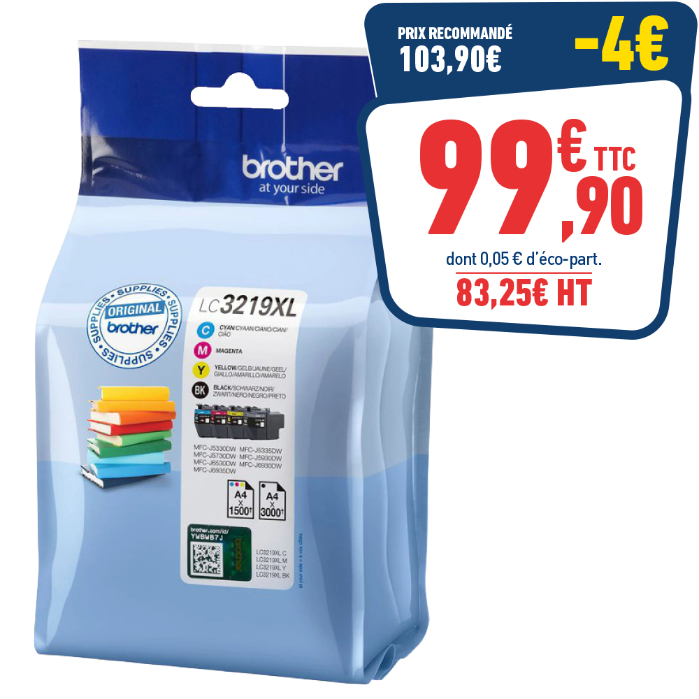 PACK DE 4 CARTOUCHES D’ENCRE BROTHER LC3219XL