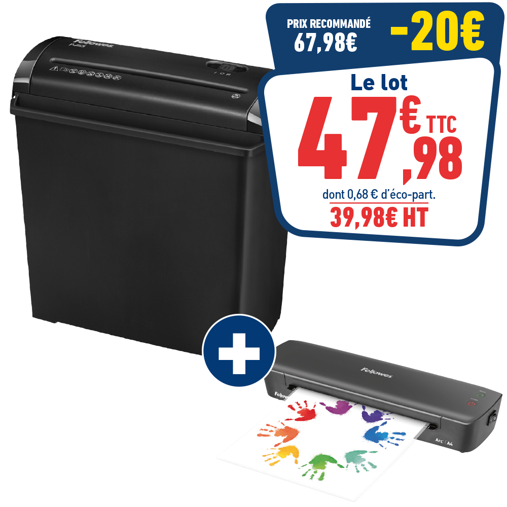 DESTRUCTEUR COUPE DROITE + PLASTIFIEUSE ARC A4