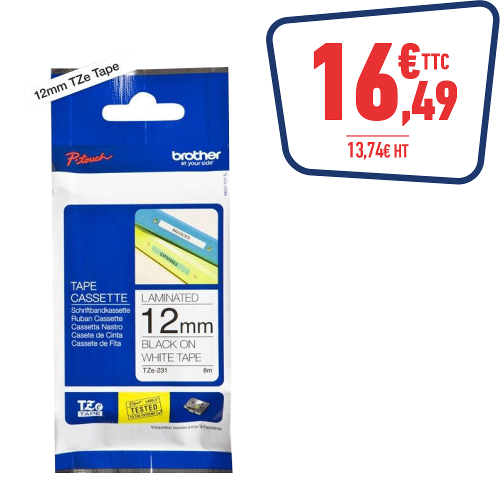 RUBAN D'ÉTIQUETTES AUTO-ADHÉSIVES BROTHER TZe-231