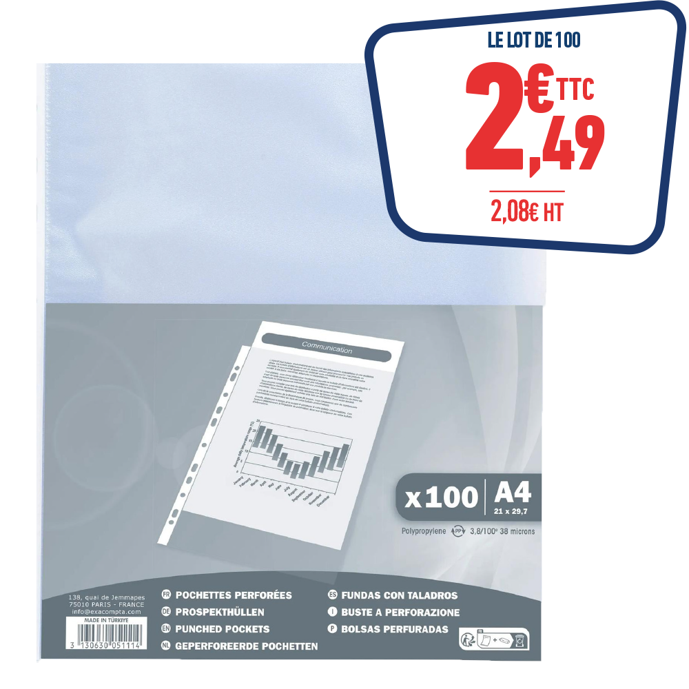 100 POCHETTES PERFOrées