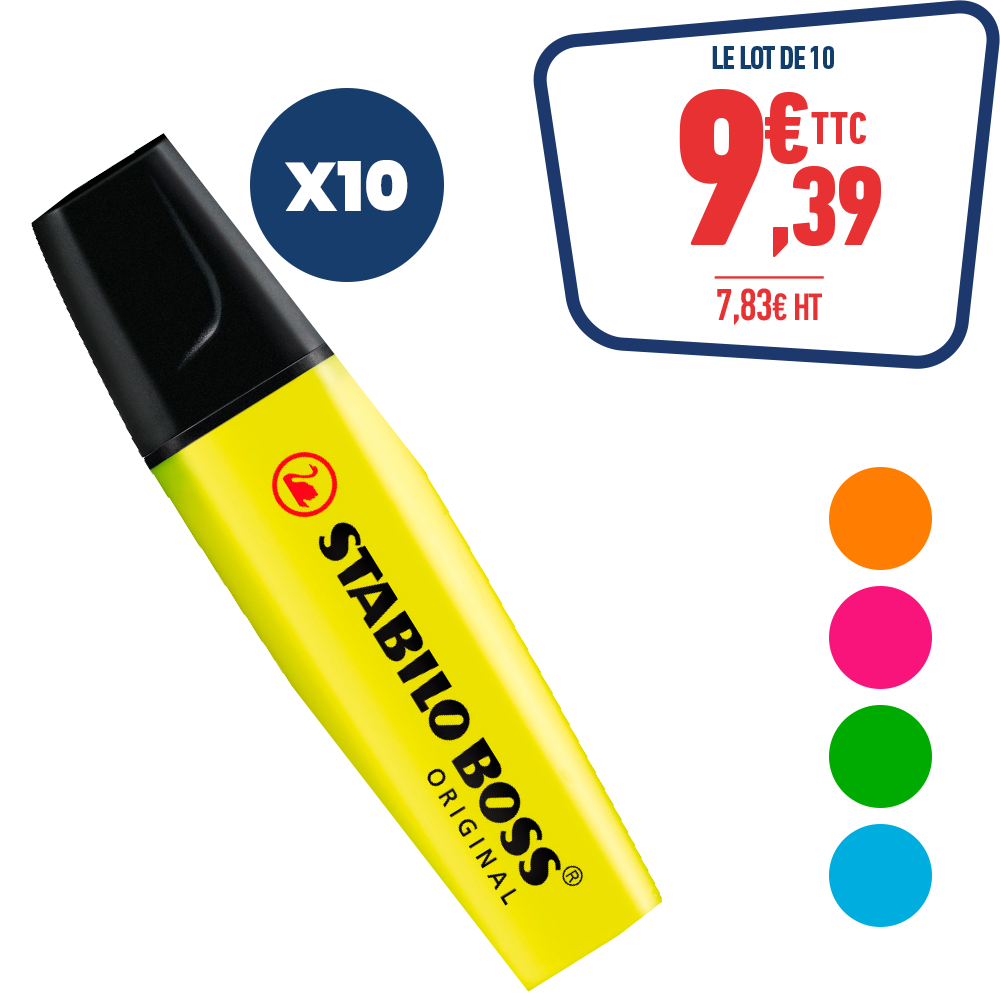 LOT DE 10 SURLIGNEURS BOSS ORIGINAL
