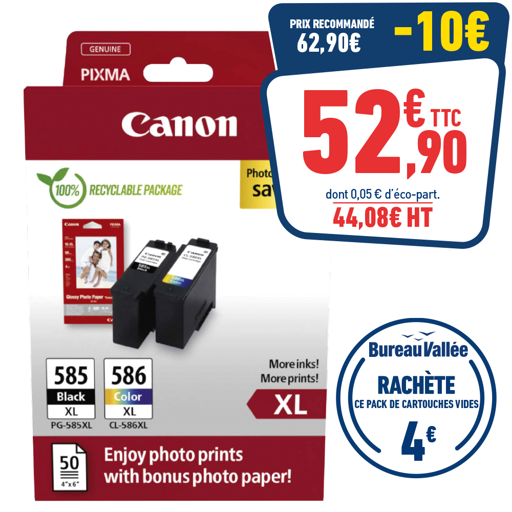 PACK DE 2 CARTOUCHES D’ENCRE CANON PG-585XL/CL-586XL