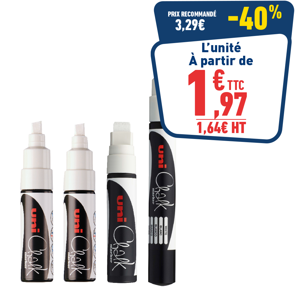 MARQUEUR CRAIE BLANC «UNI CHALK»