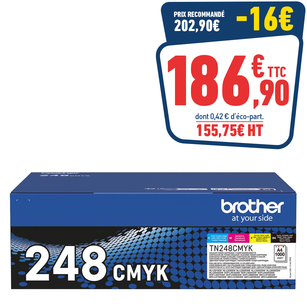 PACK DE 4 CARTOUCHES LASER BROTHER TN-248