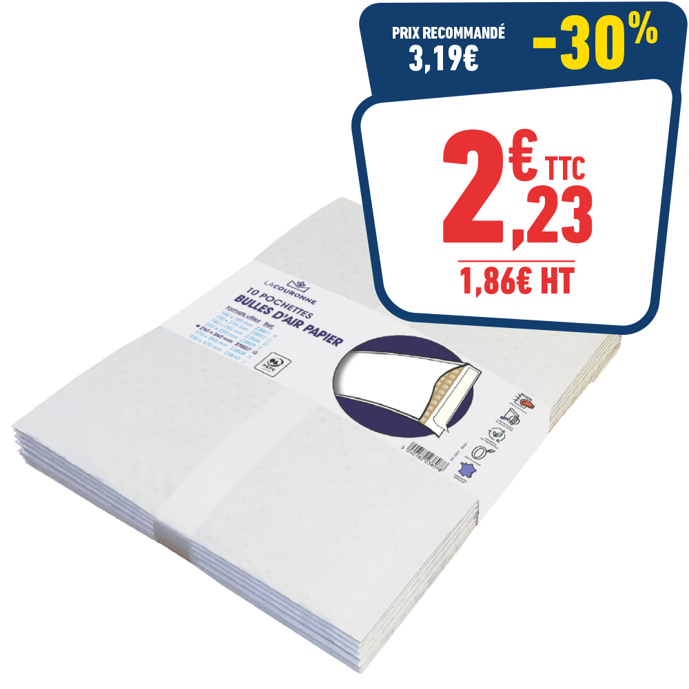 10 POCHETTES BULLES D’AIR PAPIER