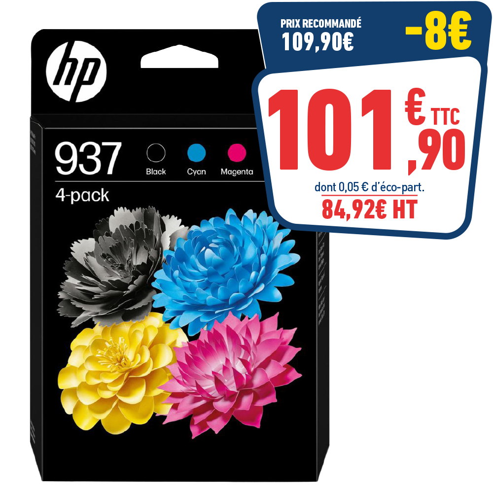 PACK DE 4 CARTOUCHES D’ENCRE HP 937